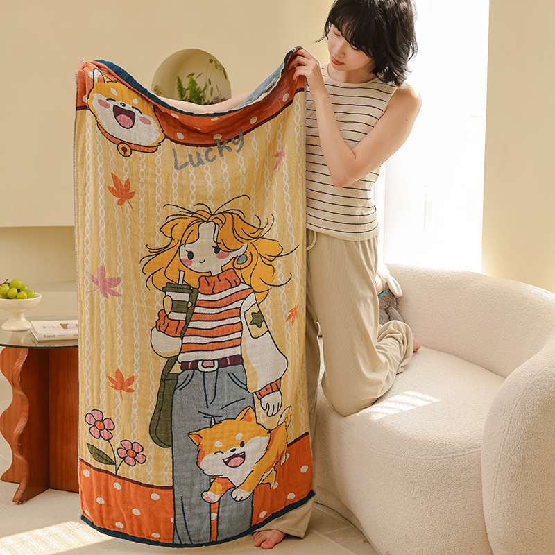 Class A Maternal and Infant Grade Four-Layer Gauze All-Cotton Bath Towel Thickened Water Absorbing Quick-Drying Beach Wraps Adult Household Bathroom Towel