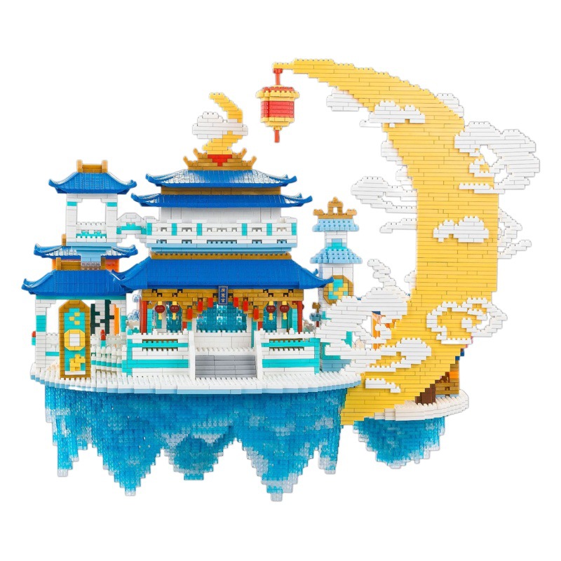 Weili YZ080 guanghan palacio estilo chino arquitectura antigua linterna tradicional luna palacio bloques de construcción montaje juguetes creativos