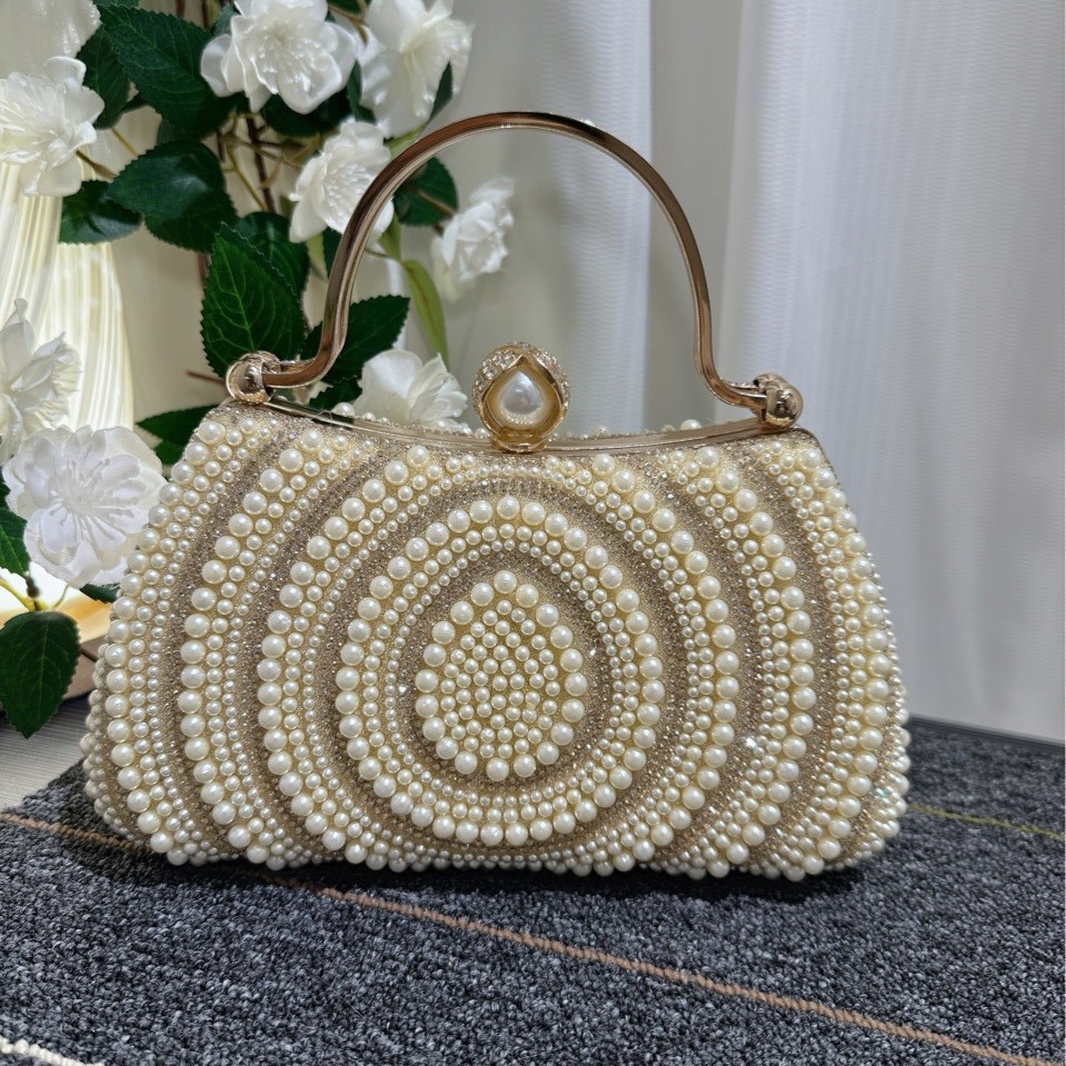 Pochette da donna con perle borsa gioiello per cerimonia e sera_voghion.com