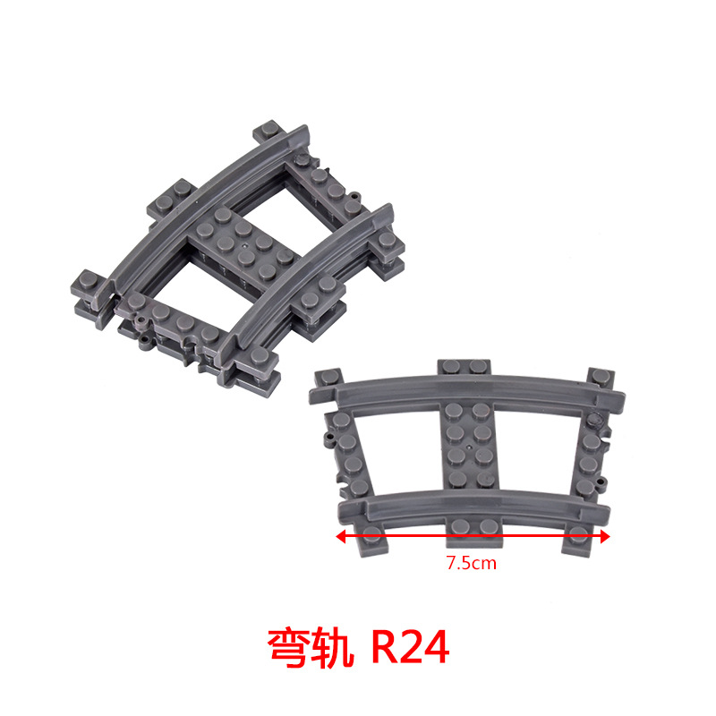 Bloques de construcción de tren de la ciudad Tren de la vía recta carril curvo carril Tenedor carril suave piezas de montaje Juguetes