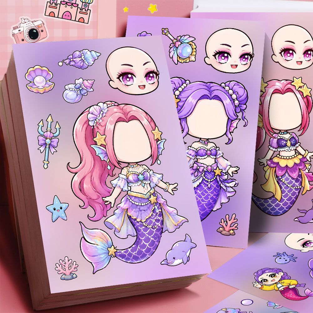 231 Mermaid Stickers for Children's Educational Dress-Up Games, Enhances Concentration, DIY Journal, Phone Case Decoration Stickers