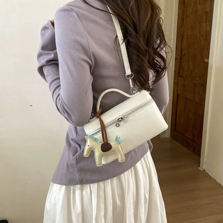 韩版简约手提小方包包女2026春季新款潮时尚荔枝纹休闲单肩斜挎包