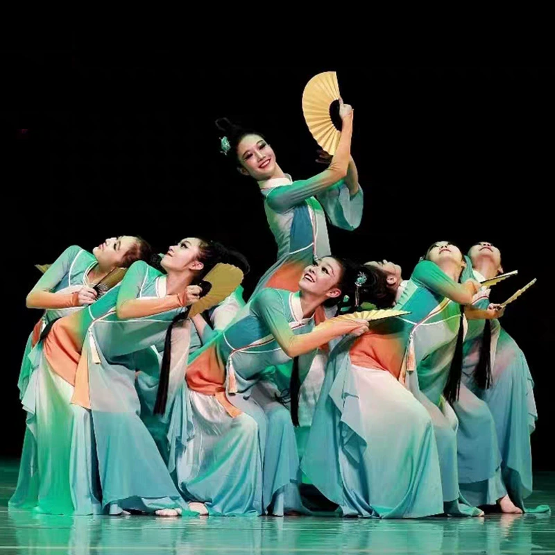 Пьяный Весенний Ветер Классический Танцевальный Костюм Женский Вентилятор Танцевальный Костюм Детский Элегантный Китайский Стиль Новый Янгге для Взрослых