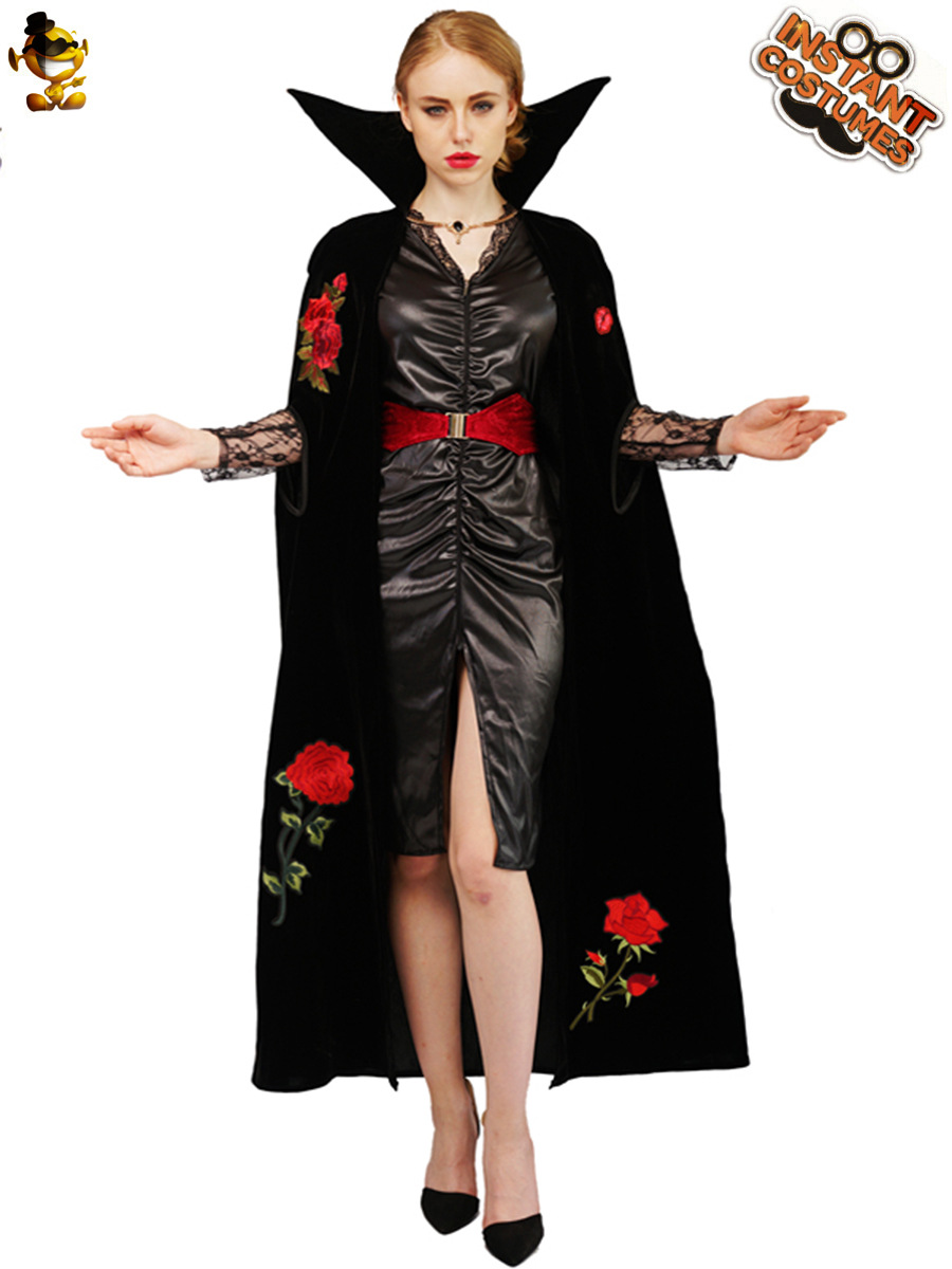 Hombres y mujeres adultos pareja de Halloween Rosa bordado vampiro rol etapa rendimiento partido traje