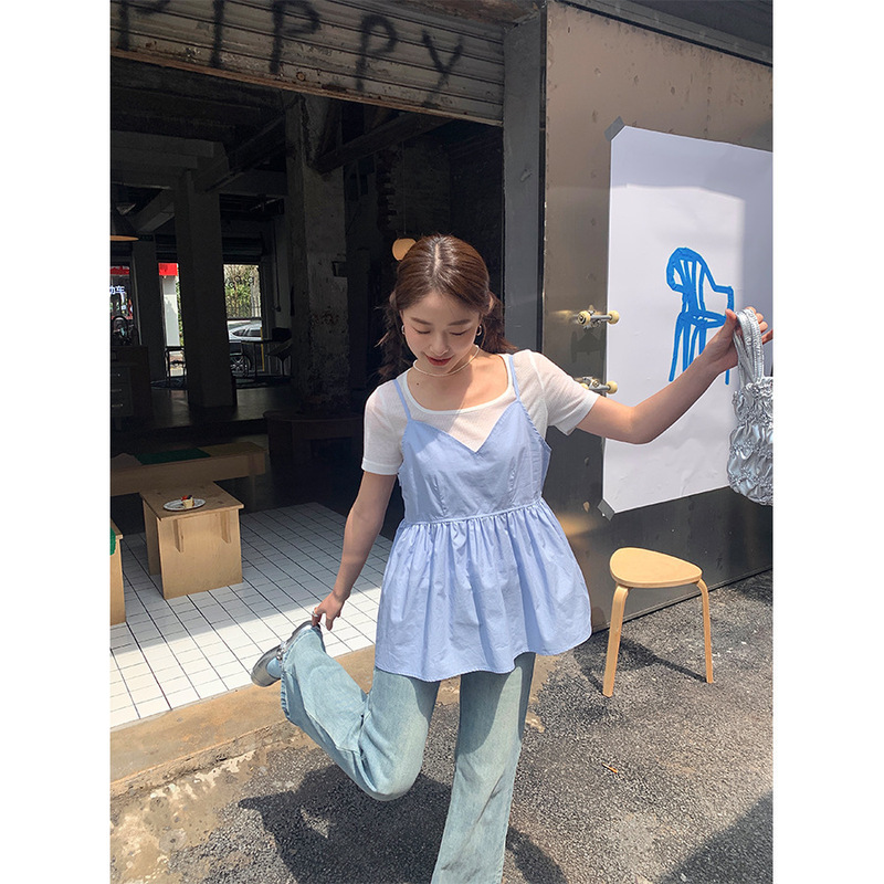Huang Zheng Sweet Style V-Neck Camisole for Women 2026 Summer Korean Style Age-Reducing Casual Loose Top 142Sh231 Huang Zheng Sweet Style V-Neck Camisole for Women 2026 Summer Korean Style Age-Reducing Casual Loose Top 142Sh231