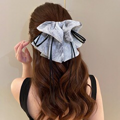 軽量シフォンリボンリボンヘアピン、フェミニンポニーテールクリップ、後頭部ヘアピン、ヘアピン