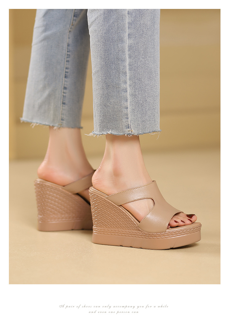 Sandal cao gót nữ hở mũi đế dày 10 cm phong cách mới mùa hè — đen chi tiết 12