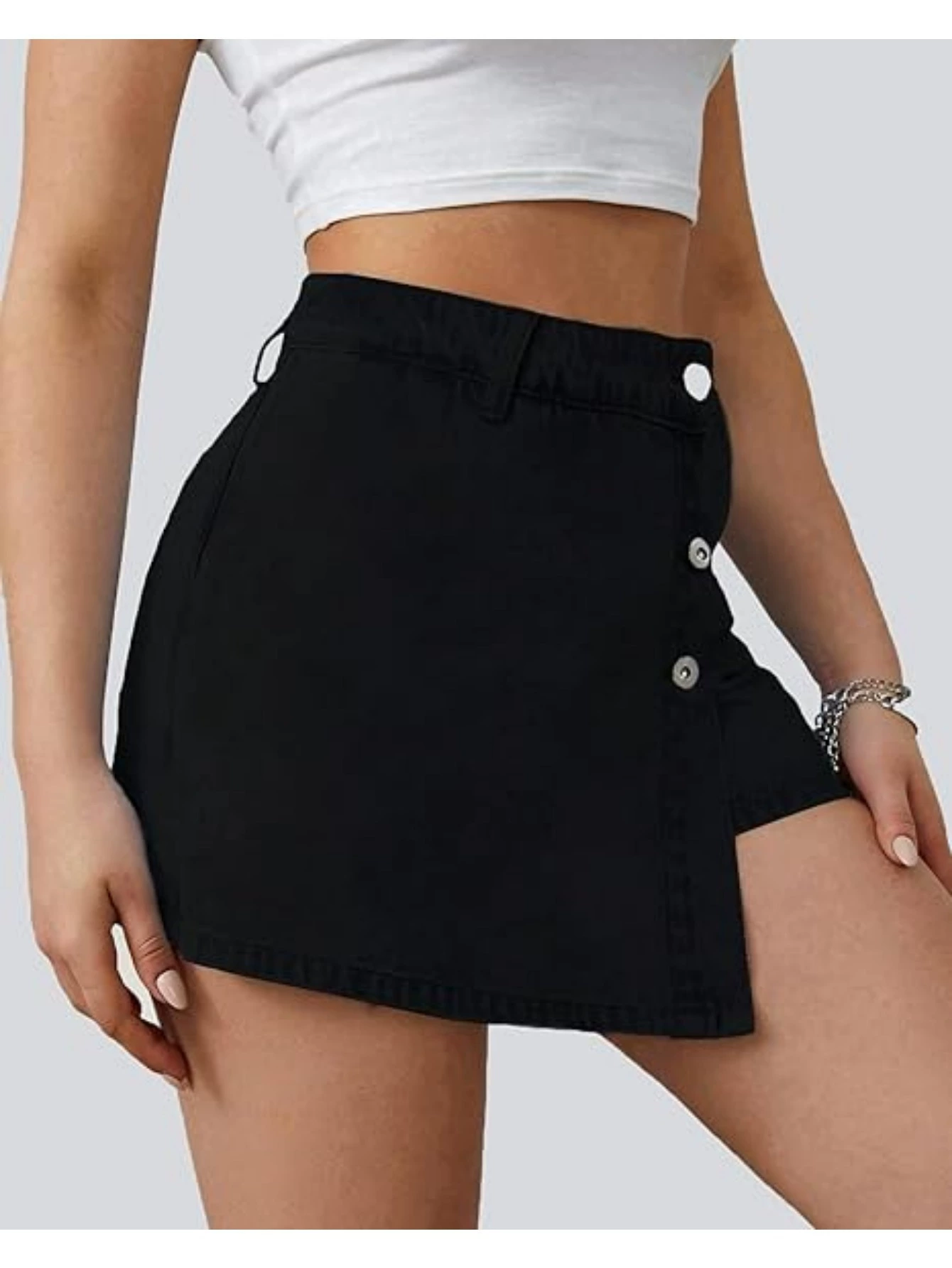 Denim Shorts Women Casual High Waisted Solid Button Up