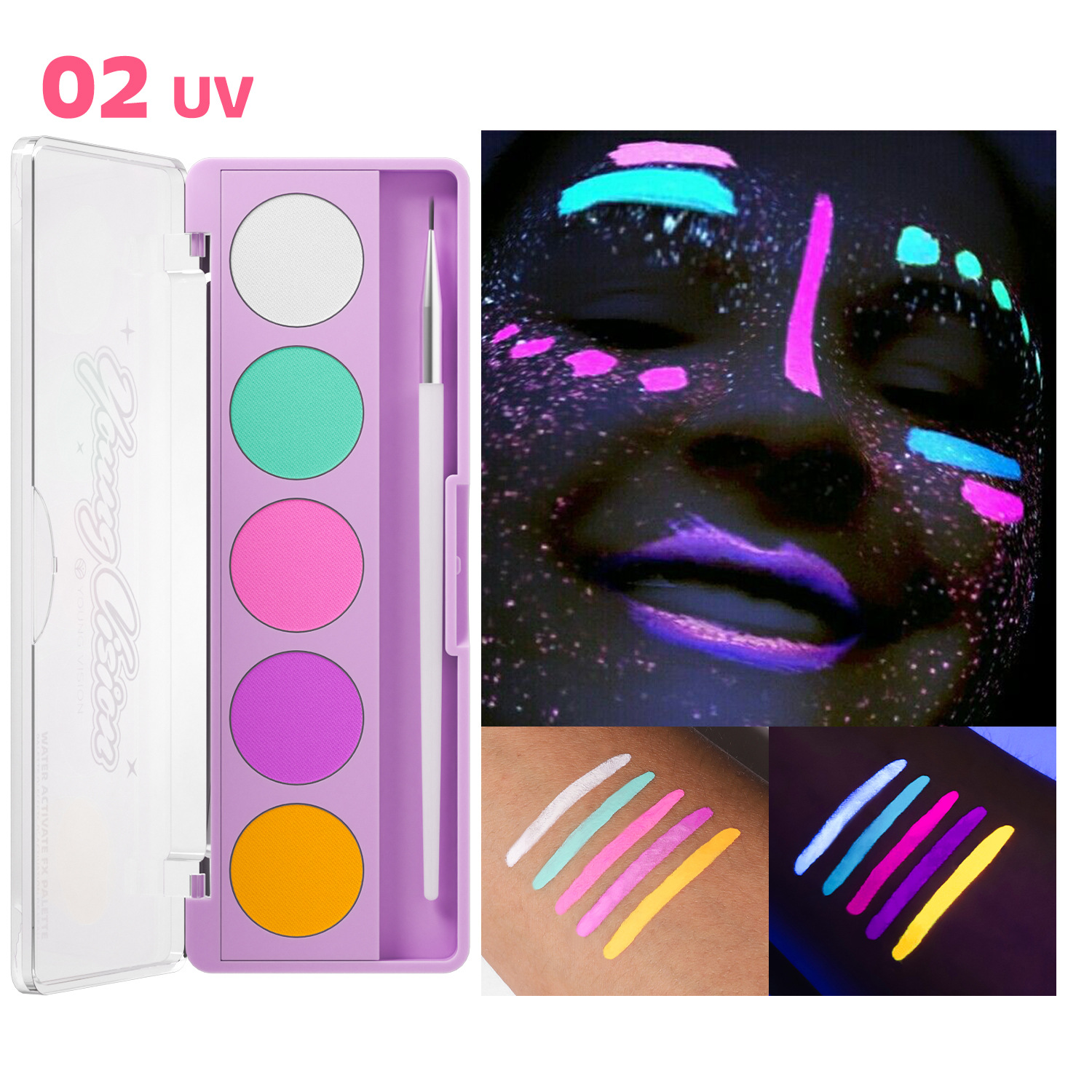 Make-up-Sets Fluoreszierende UV-Gesichtsbemalungspalette Wasserlösliche menschliche Gesichtsbemalungscreme Bühnen-Auftritts-Make-up-Palette_voghion.com