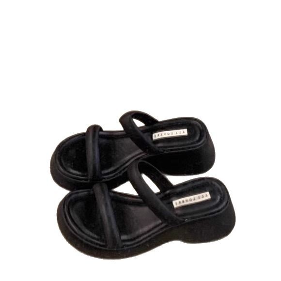 Versión de piel de oveja ~ Sandalias de leopardo rosa de nicho Sandalias y pantuflas de cuña de fondo suave para mujer Zapatos romanos de suela gruesa