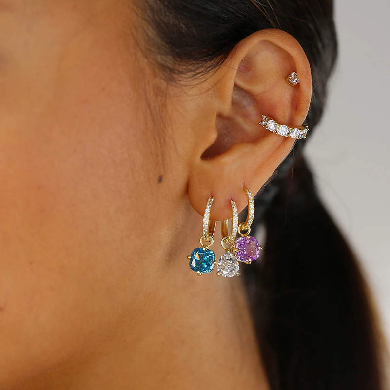 Fashion Geometric Sterling Silver Earrings Plating Zircon 925 Silver Earrings