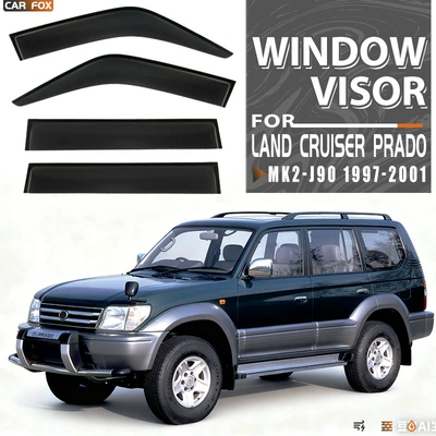 Rain shield — Window Visor - standard-packing-without-logo-prado-fj90-mk2-j90-1997-2001-plexiglass-no-bright-strips-rain-shield
