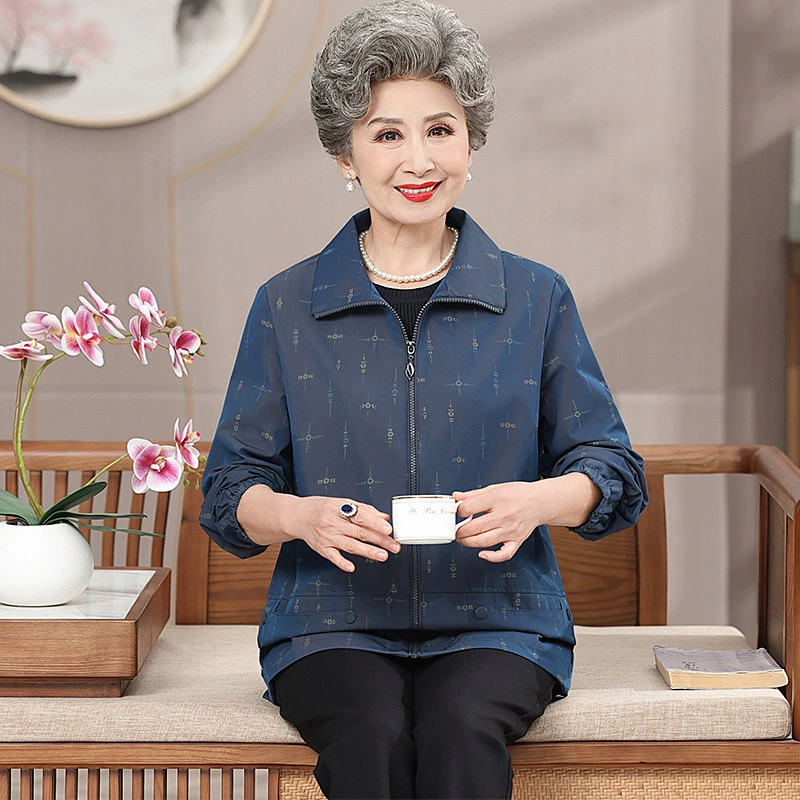 Для мам среднего и пожилого возраста, весенняя одежда, ветровка, Свободное пальто, 60-летняя бабушка, 70 лет, тонкое весенне-осеннее пальто, одежда для старых дам, Новинка