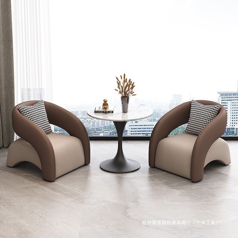 Light Luxury Negotiation Reception Area Modern Hotel Round Table Sales Office Negotiation Table and Chair Combination Beauty Salon Rest Area Design
