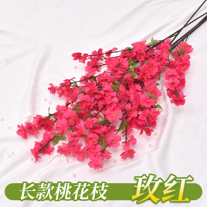 Simulación transfronteriza de flores de melocotón 7 horcos 9 flores artificiales decoración flor al por mayor paisajismo flor de melocotón decoración flores de seda flores de plástico