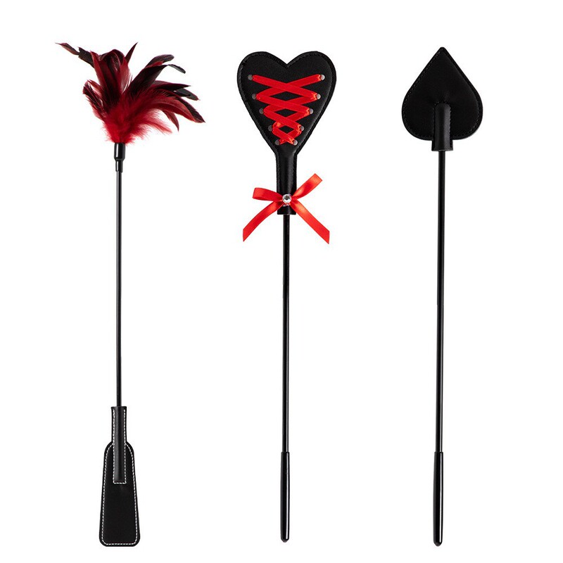 Hot new style funny training sm props leather racket long rod feather racket adult sex toys one-piece delivery