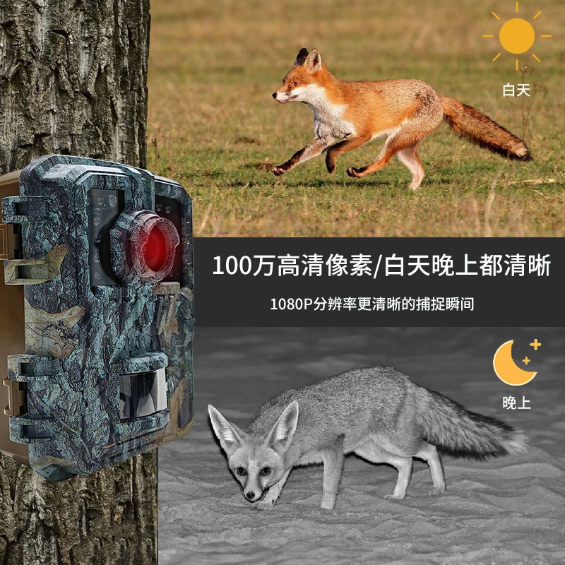 Cámara Infrarroja Impermeable para Exteriores 1080P de ABS con Visión Nocturna y Detección PIR para Rastreo de Animales
