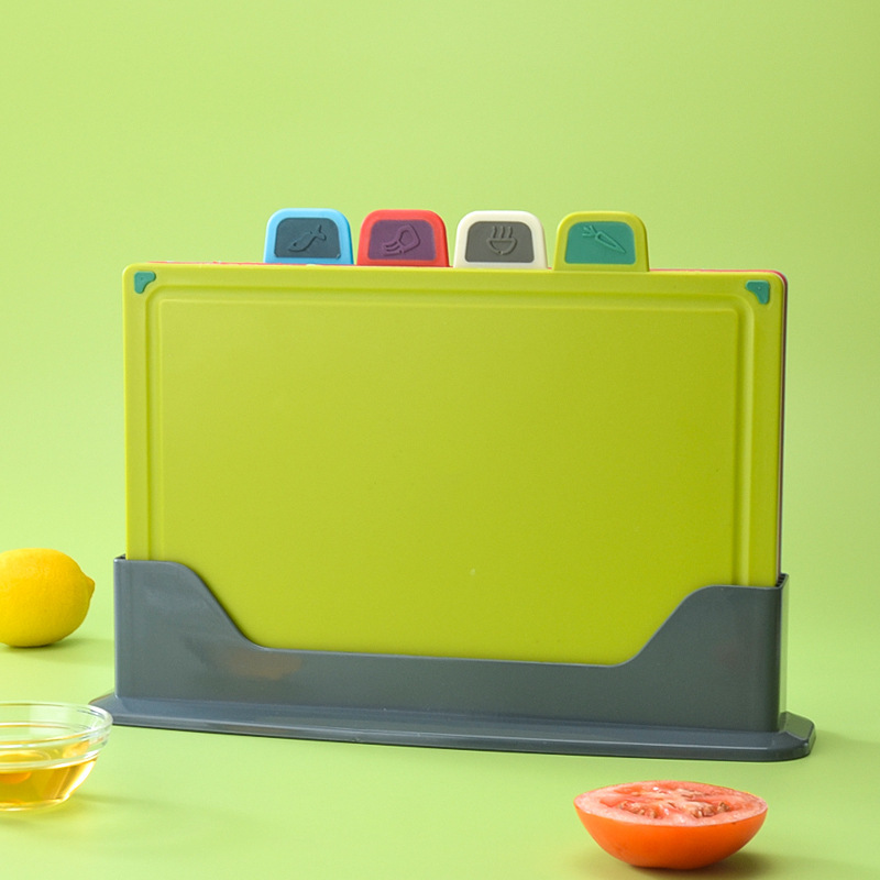 Portable Cutting Board pp Cutting Board suit Kitchen Household Cutting Fruit Travel Camping Picnic Classified Cutting Board 4-piece Set