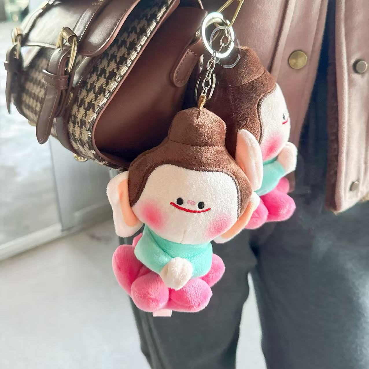 Celebridades de Internet lindo y lindo loto pequeño Buda colgante peluche muñeca Buda pequeño compañero bolso colgante llavero muñeca de trapo