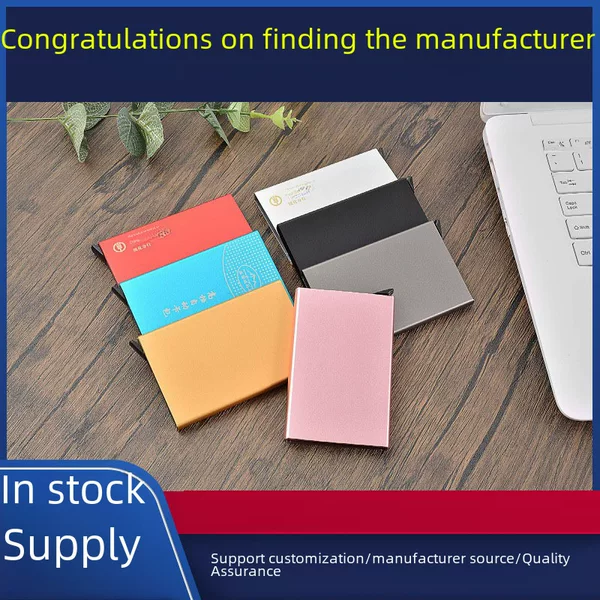 Manufacturer's In-Stock Aluminum Alloy Metal Card Holder Wallet Box with Automatic Pop-Up Business Card Holder