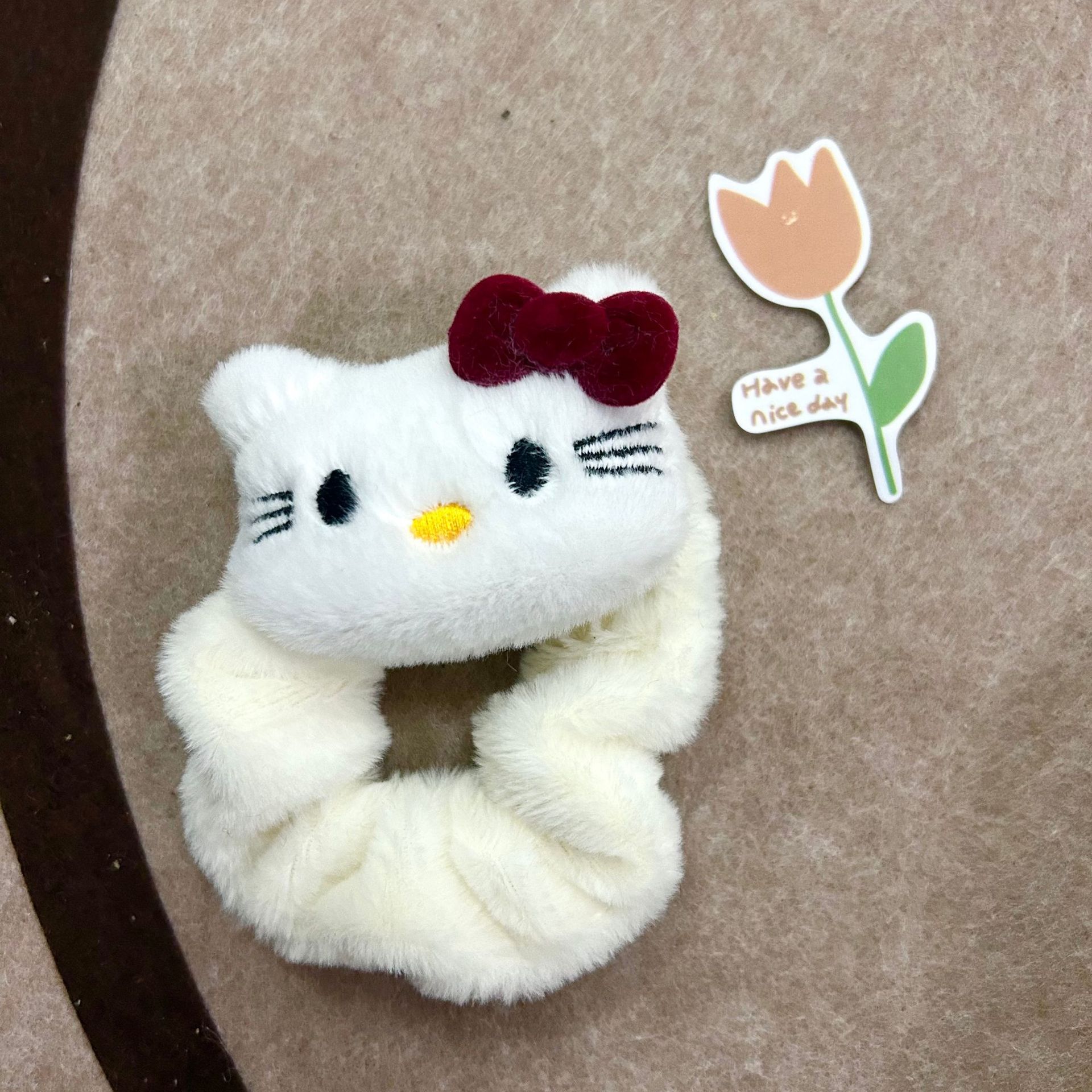 Dulce lindo peluche kt felino círculo de intestino grueso estudiante dulce felina elás negro rosa chica joyería de cabello cabello cabello