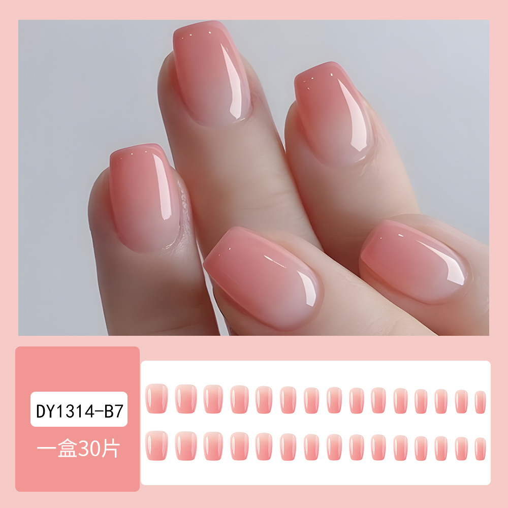 Paquete de 30 piezas de parche de uñas degradado rosa, pieza de armadura de estilo corto, pieza de uñas de sentido avanzado, pieza de uñas transfronteriza, tipo de uso