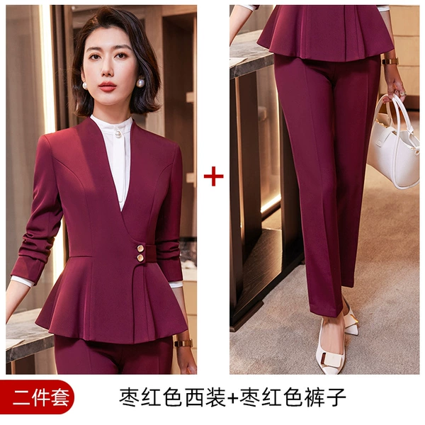 20236 wine color suit+pants