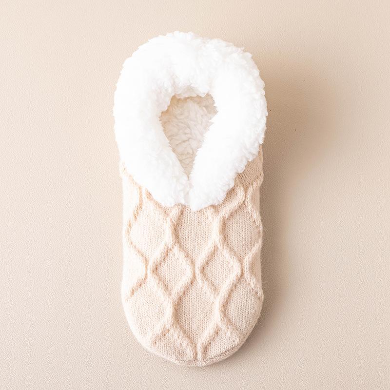 Calcetines de piso de las mujeres de lana de cordero de dispensación de color caramelo calcetines de alfombra otoño e invierno cálido calcetines de las mujeres zapatos calcetines