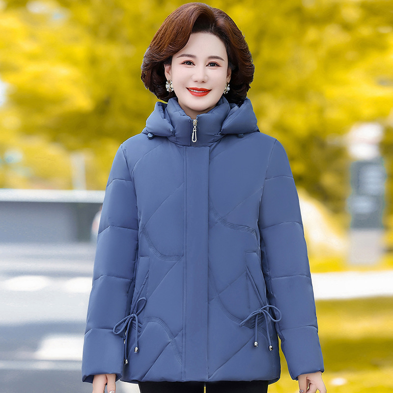 Long elegant fashionable keep warm down jacket with hood