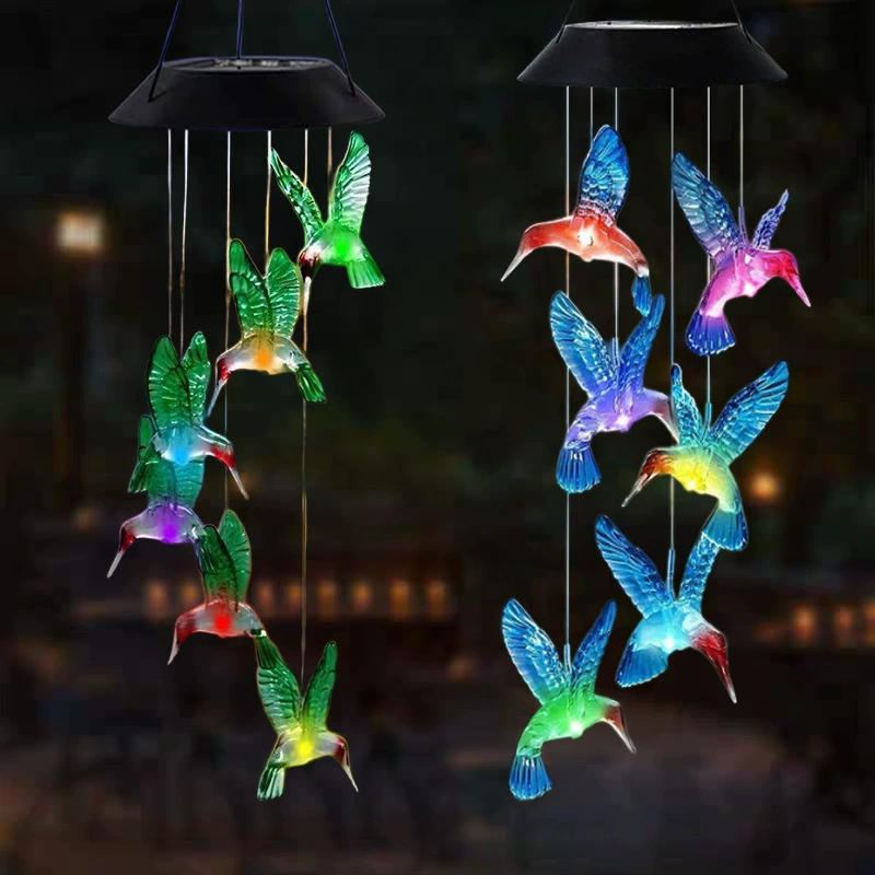 Новый уличный солнечный колибри Wind Chime лампа двор цветная атмосфера декоративная лампа кемпинг водонепроницаемая цветная LED-лампа