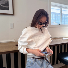 韩国设计师th*barnnet八奶家白卫衣韩系女装字母套头宽松上衣