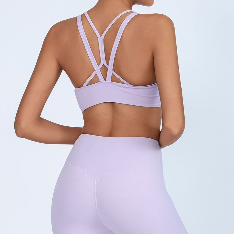 Comercio exterior, Europa y Estados Unidos, ropa interior deportiva de yoga de dos piezas, I-shape, acondicionamiento físico antichoque, sujetadores deportivos de carrera.