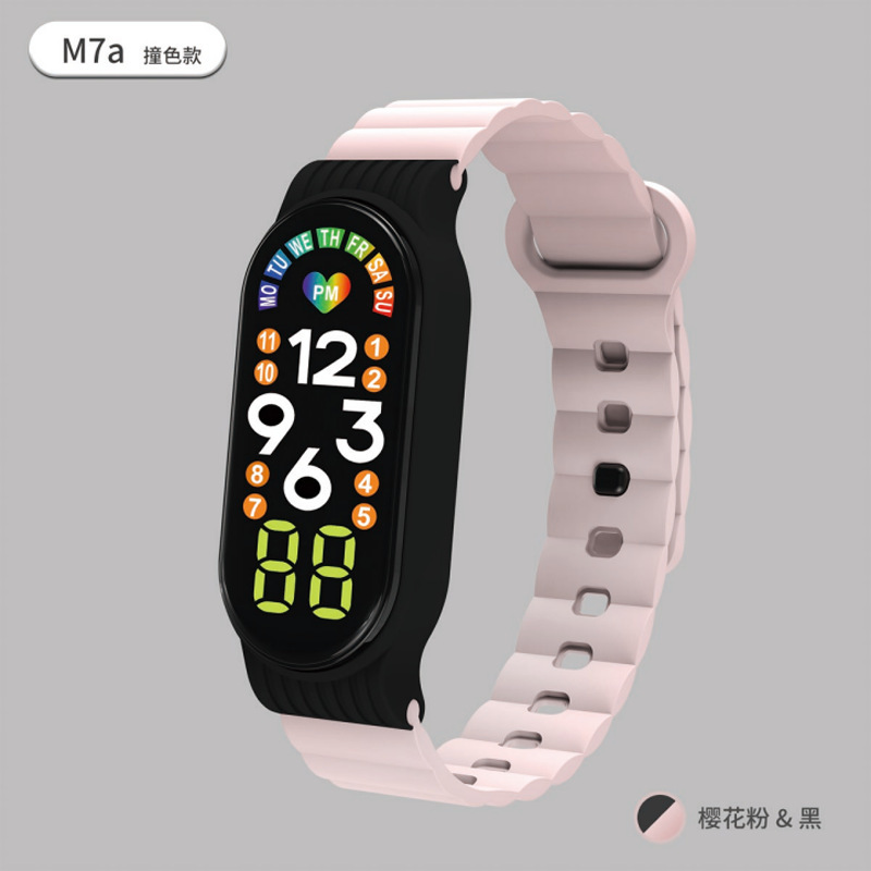 Venta directa de fábrica M 7 M7a contraste color LED reloj electrónico pulsera para niños vida impermeable reloj electrónico en stock al por mayor