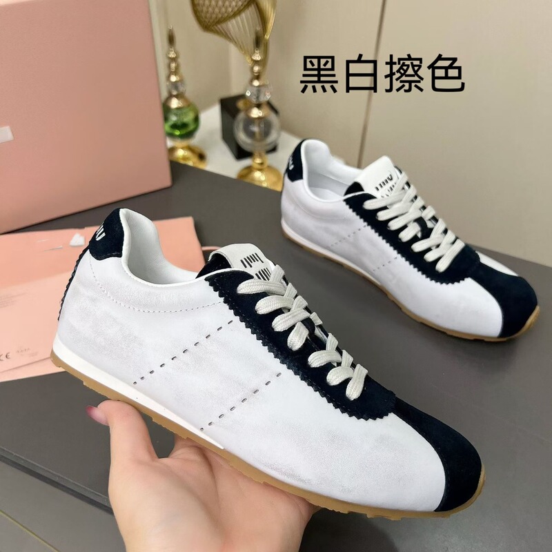 High-End 2026 New Model Amiu German Training Shoes for Women, Retro Running Shoes, Casual Sports Shoes, Genuine Leather White Sneakers