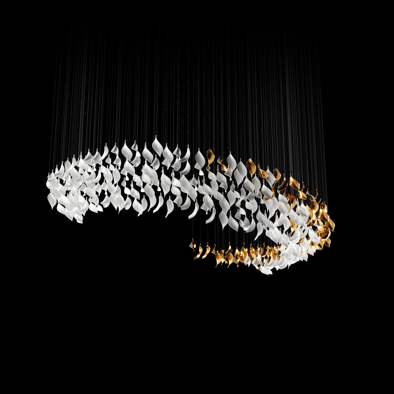 Customized Hotel Lobby Banquet Hall Sales Department Chandelier Creative Shape Ceramic Chandelier Villa Duplex Engineering Lamps