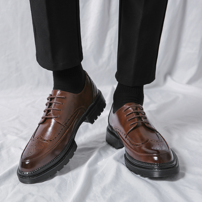 Zapatos de moda coreana para hombres, zapatos de boda casuales, zapatos de cuero puntuales, zapatos de moda para padrino. image 3
