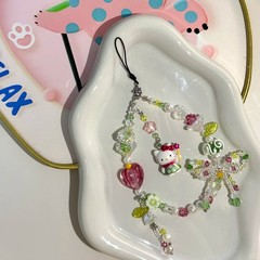 Kitty猫花朵蝴蝶结手机链甜美可爱卡通高颜值挂饰钥匙扣包包挂件