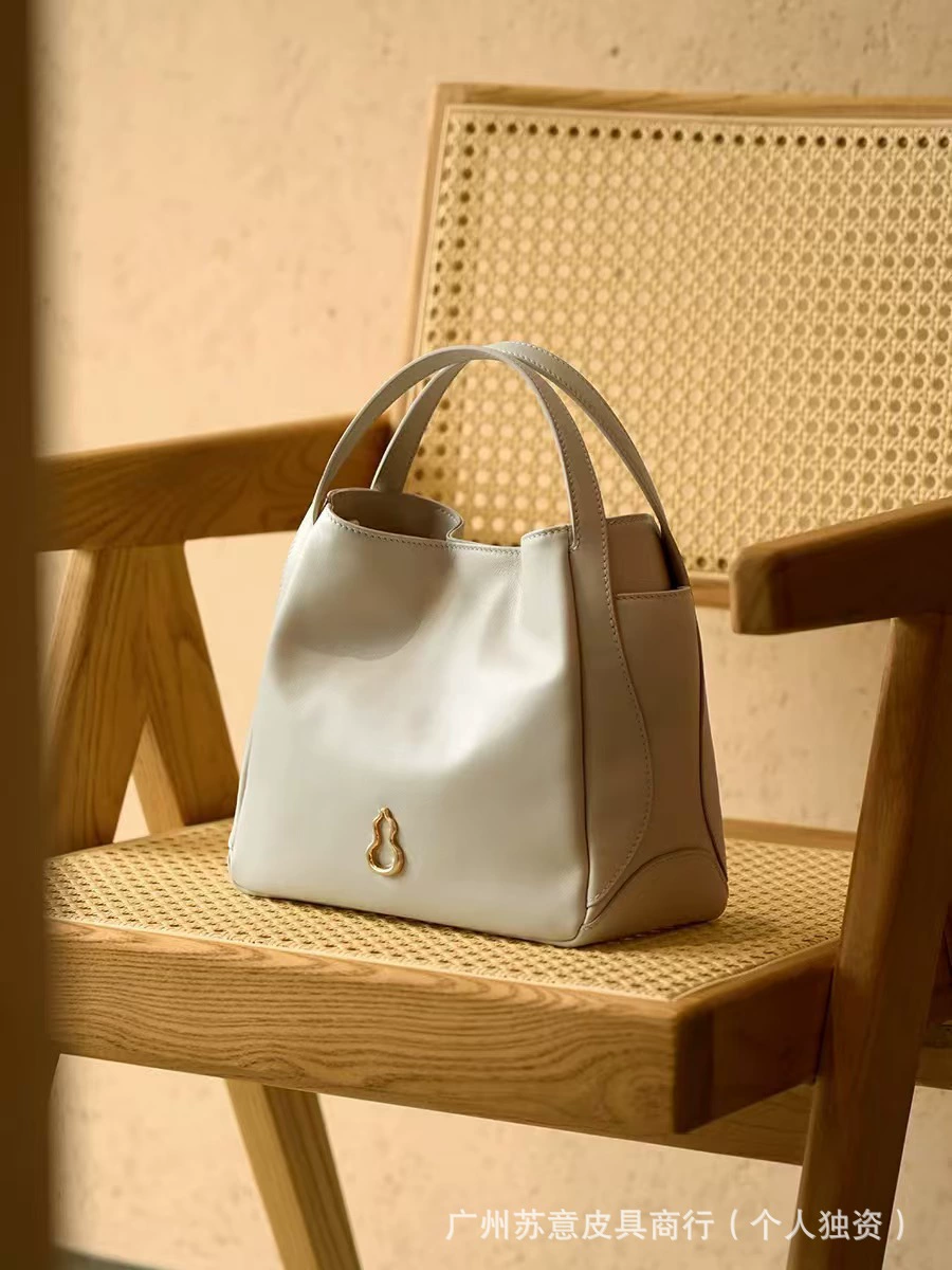 Small small bag, leather basket, handheld shoulder bag, cowhide