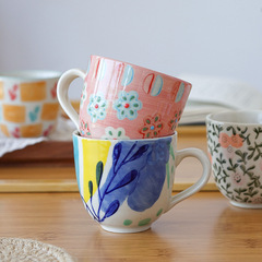 西田木雨簌花之集小把茶杯手握日式清新家用陶瓷馬克杯女生主人杯