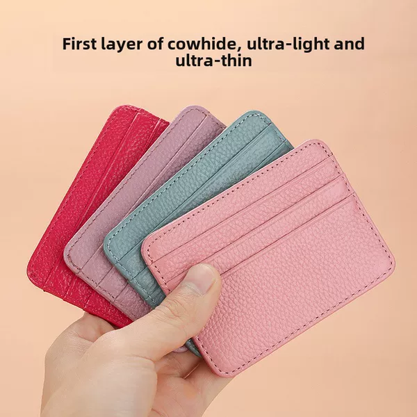 Ultra-thin Leather Card Holder Multi-card Holder Simple Small Coin Wallet Top Layer Cowhide Card Holder Driving ID Bag