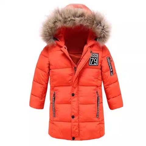 Chaqueta de algodón para niños gruesa 2024 nuevo tipo de chaqueta de algodón de invierno para niños de tamaño medio y largo