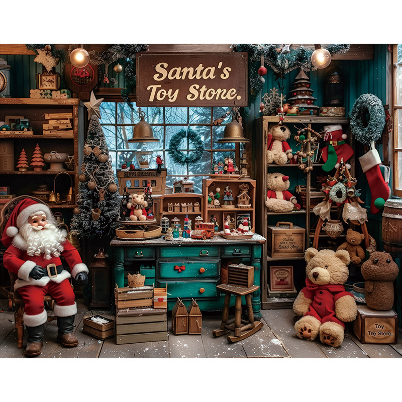 Tela de fondo de estudio de Navidad Actividades de Navidad Decoración de fiesta Tela de pared de fondo Escena de nieve de Navidad Tela colgante de fondo de foto