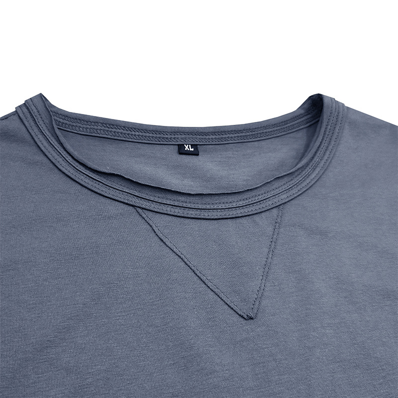 Men's Solid Colour Round Neck Short Sleeve T-shirt Summer Top_voghion.com
