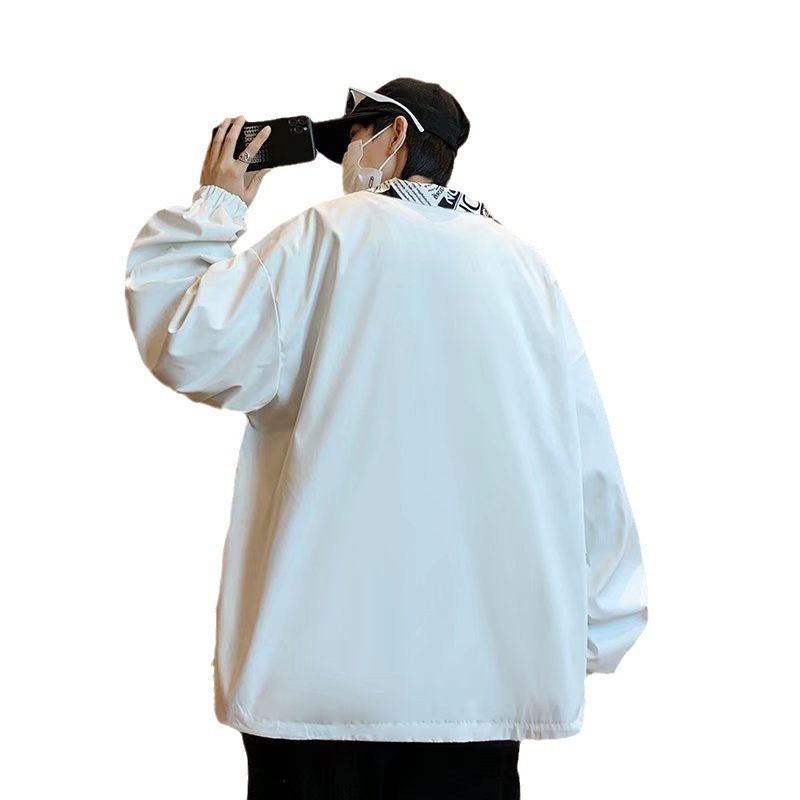 Chaqueta holgada de cuello alto de doble cara retro de primavera y otoño 2024 para hombres y mujeres, parejas callejeras fritas, chaquetas de trabajo casuales de todo fósforo