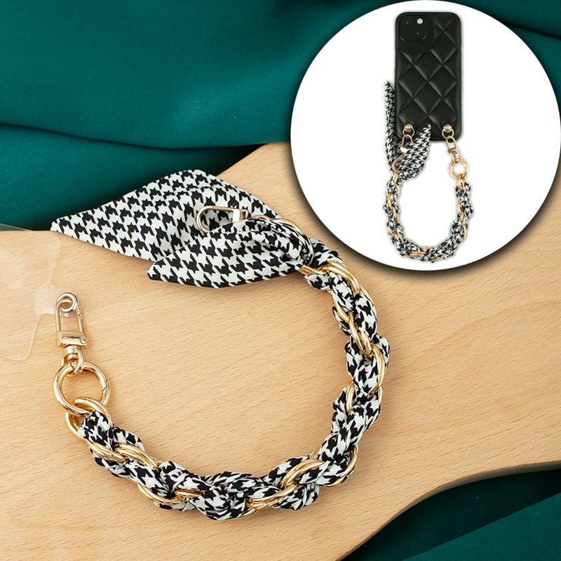 Houndstooth Series mobile phone Lanyard wholesale A wrist weave Sling Cell phone Lanyard Mobile phone shell Chain short