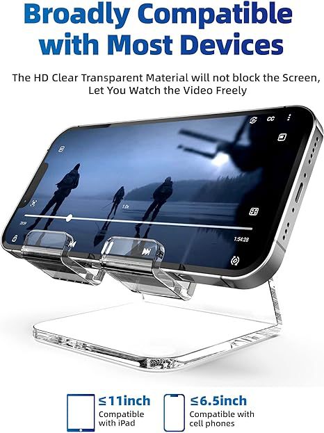 Cross-Border Acrylic Mobile Phone Holder Counter Display Stand Desktop Lazy Bracket Base Transparent Acrylic Mobile Phone Bracket