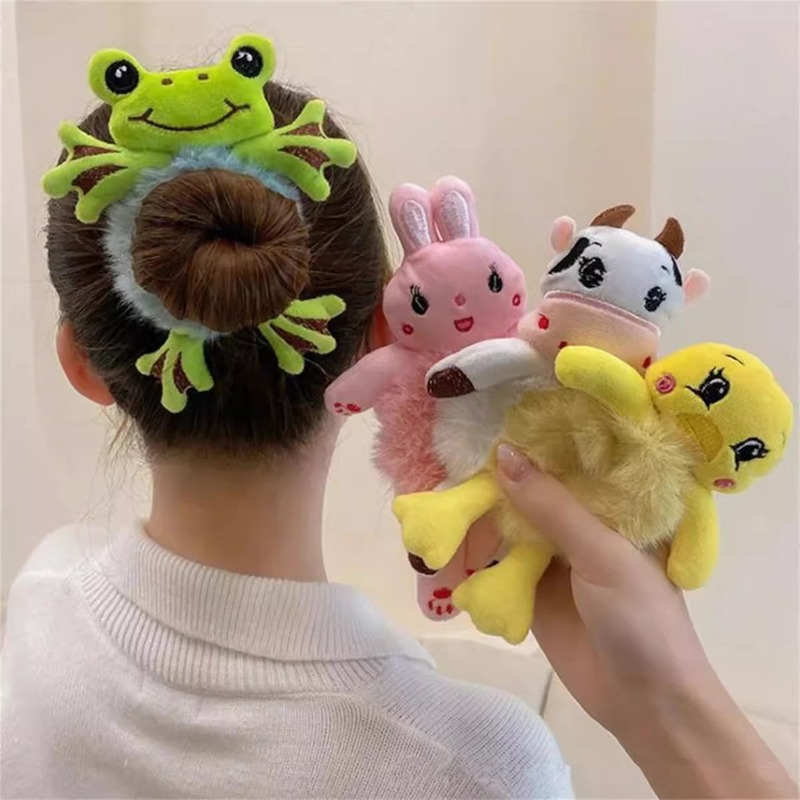 新しい秋と冬の漫画ぬいぐるみ猫ヘアバンドシンプルなヘアゴムバンド毛皮のようなヘアバンド女の子パンダ|undefined