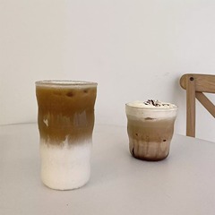 メーカー卸売り波単層カップ高ホウ素シリコン透明ガラス氷ラテコーヒーカップジュースカップ気泡カップ