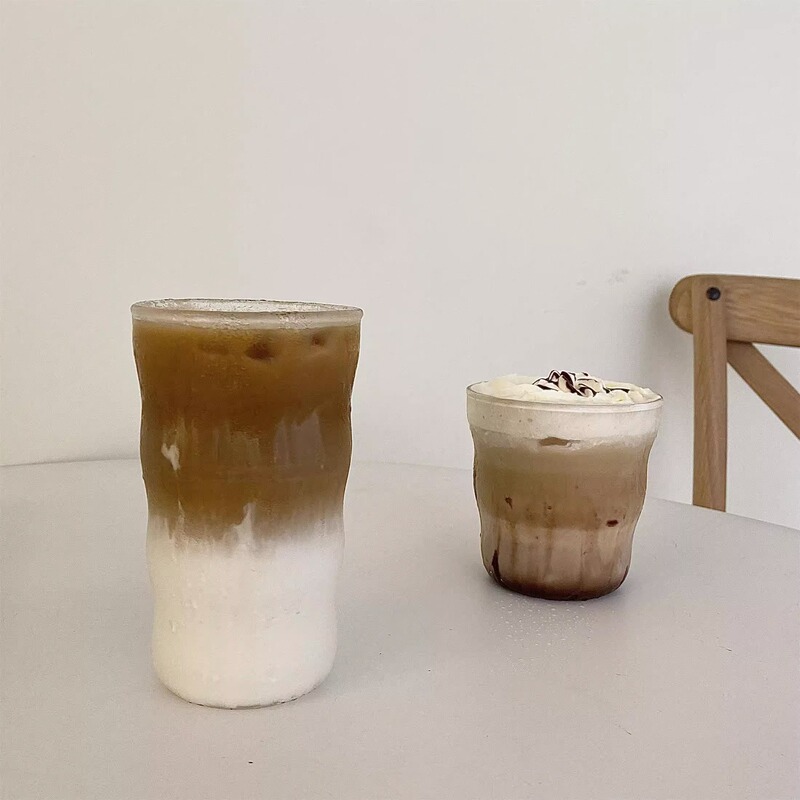 Factory wholesale wave single-layer cup high borosilicate transparent glass ice latte coffee cup juice cup bubble cup Factory wholesale wave single-layer cup high borosilicate transparent glass ice latte coffee cup juice cup bubble cup