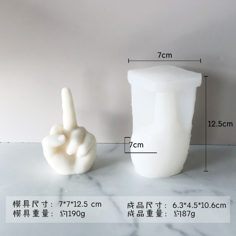 Dedo vela de silicona molde DIY dedo medio Bier gesto aromaterapia yeso decoración candelabro herramienta abrasiva
